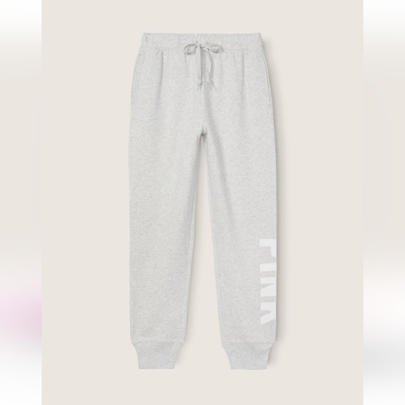 PINK VS Relaxed Joggers Heather Stone Grey Sans Logo NWOT - Picture 4 of 4
